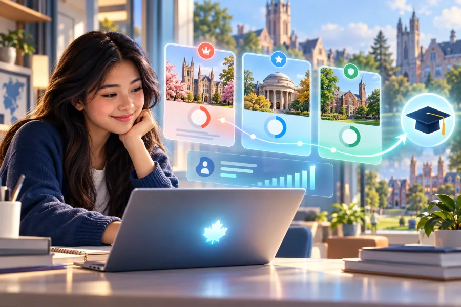 Maple AI comparing college admission possibilities