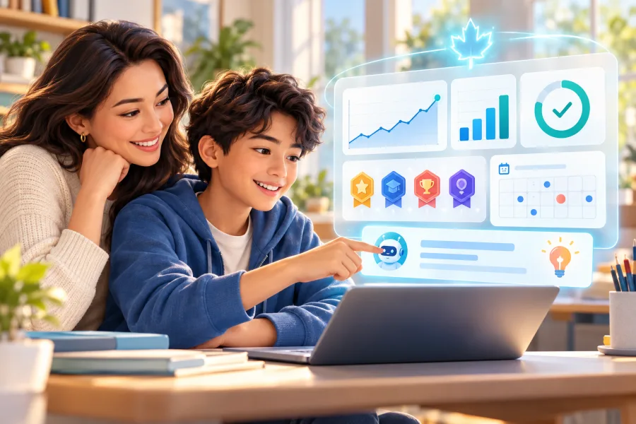Parent and student reviewing progress in the Maple AI dashboard
